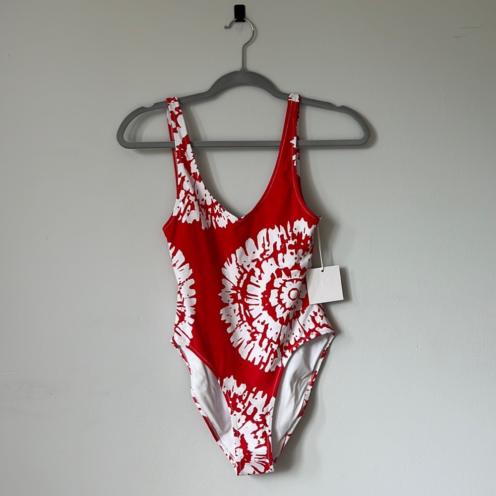 Amazingly comfortable Ele one piece swimsuit. Red. Medium